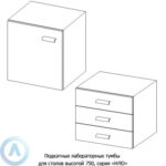 Подкатные лабораторные тумбы, шириной 532&nbsp;мм, 532x470x520, серии&nbsp;NL