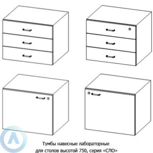 Тумбы навесные лабораторные, шириной 594&nbsp;мм, 594x500x460, серии&nbsp;NS