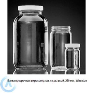 Банка Wheaton на&nbsp;250&nbsp;мл широкогорлая с&nbsp;крышкой из&nbsp;прозрачного стекла